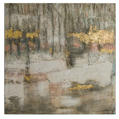 Astra Large Blush And Gold Hand Painted Canvas
